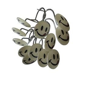 Vintage Joe Boxer Smiley Face Shower Curtain Hooks Set of 12 Bathroom Retro